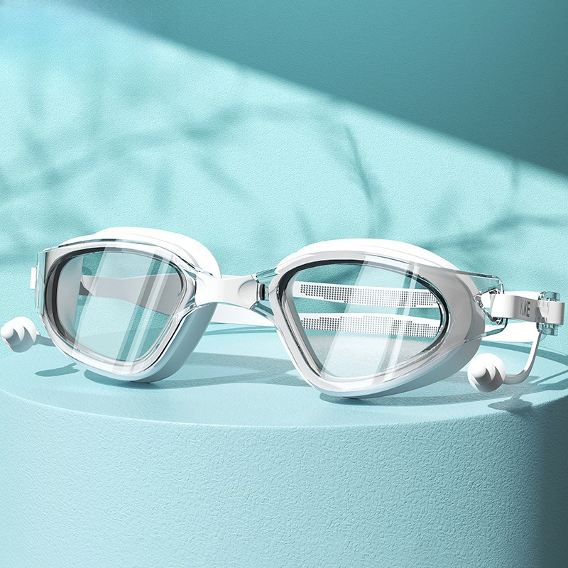Swim Goggles Anti Fog Uv - 大人用の新しい曇り止めスイミングゴーグル1組、男性と女性用の耳栓付き防水スイミングゴーグル、紫外線防止スイミングゴーグル