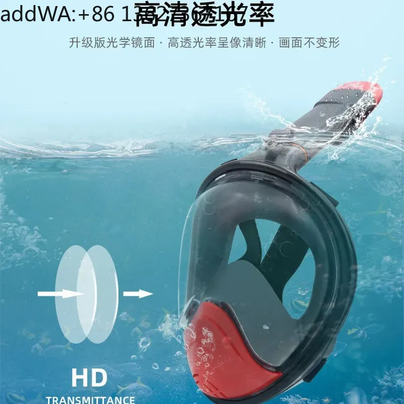 Snorkel Mask Full Face - ドライタイプのシュノーケリングマスク、大人用フルフェイス型ダイビングゴーグル、窒息を防ぐためのシリコン製シール。メーカーは在庫を確保しています。