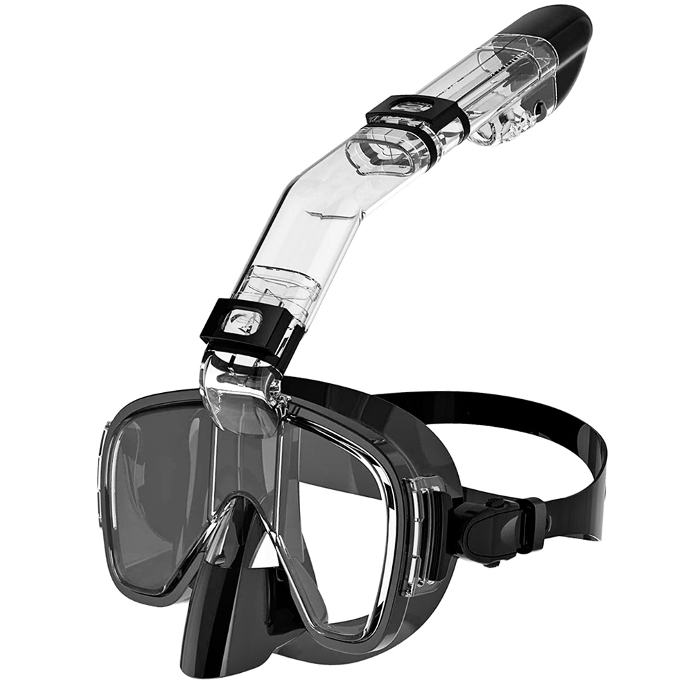 Snorkel Mask Full Face - ダイビングマスク 折りたたみ式曇り止めシュノーケルマスクセット フルドライトップシステム付き フリースイム用 プロシュノーケリングギア 大人