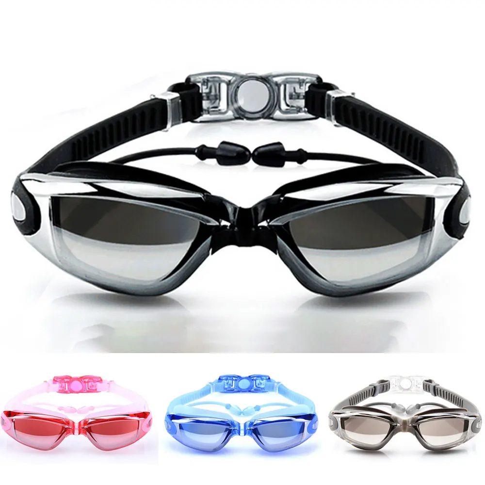 Swim Goggles Anti Fog Uv - 水泳ゴーグル大人用プールメガネ曇り止め男性女性 UV 保護光学防水水泳眼鏡耳栓付き