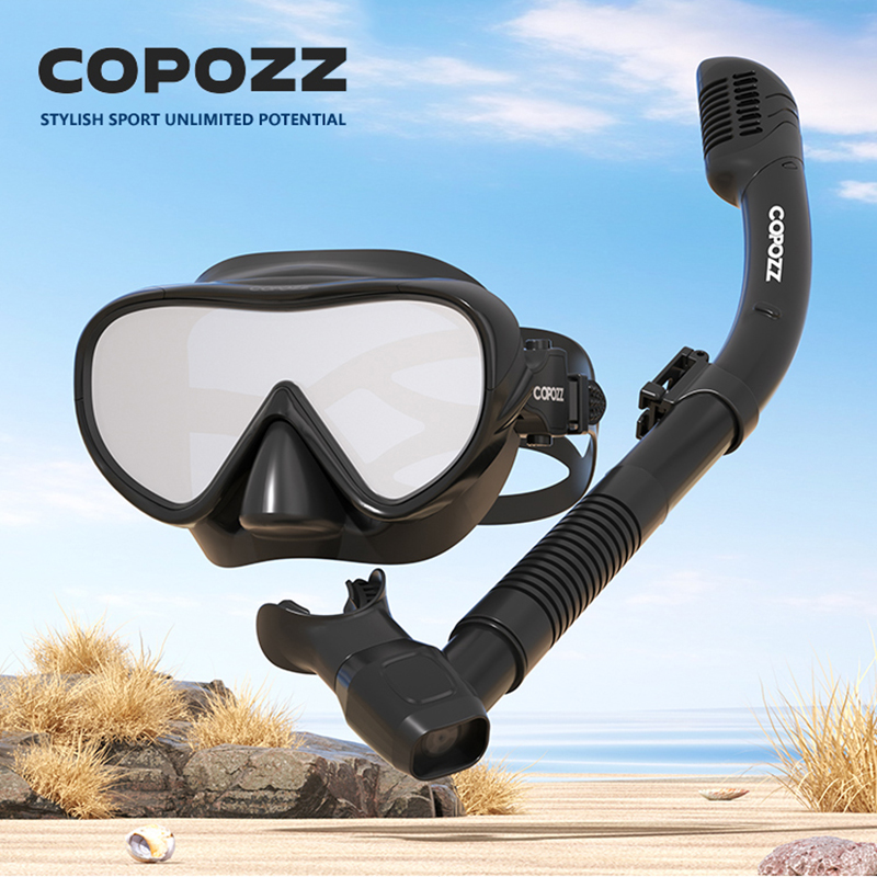 Snorkel Mask Full Face - COPOZZ 新しいダイビングマスクフルビジョンマスク水中シュノーケルマスクセット水泳シュノーケル HD 曇り止めプロフェッショナルダイビング機器