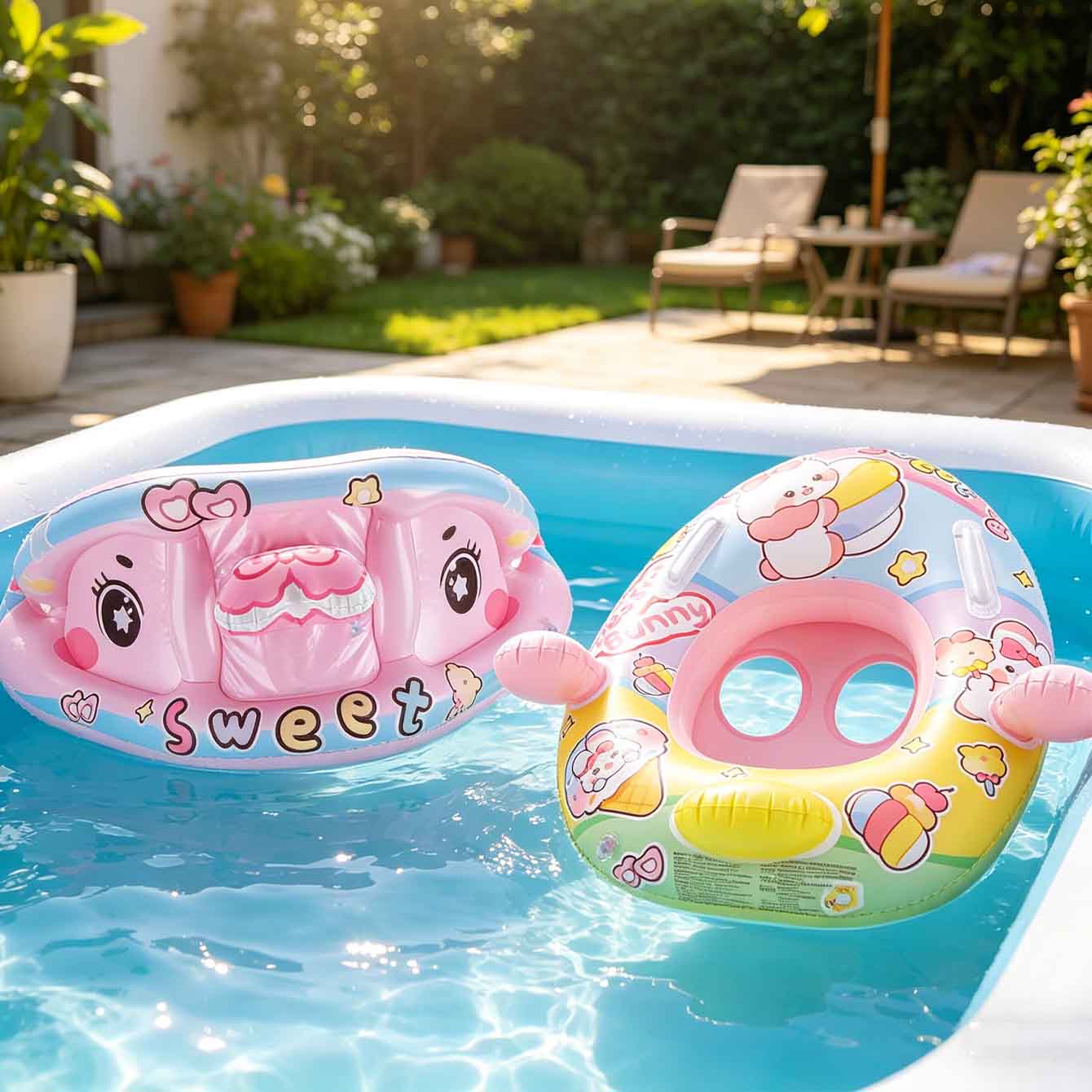 1PC インフレータブルプールフロートシート キャノピー付き - Pool Float Ring Inflatable のレビューと価格