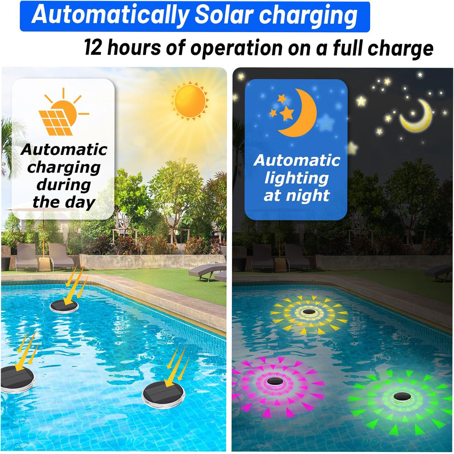 プールライト、ソーラー充電式フローティング、リモコン付きフロ - Pool Light Solar Rechargeable のレビューと価格