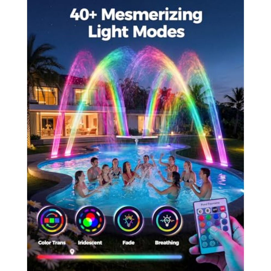 ソーラープール噴水、地上設置プール用、白いABSプラスチック - Pool Light Solar Rechargeable のレビューと価格