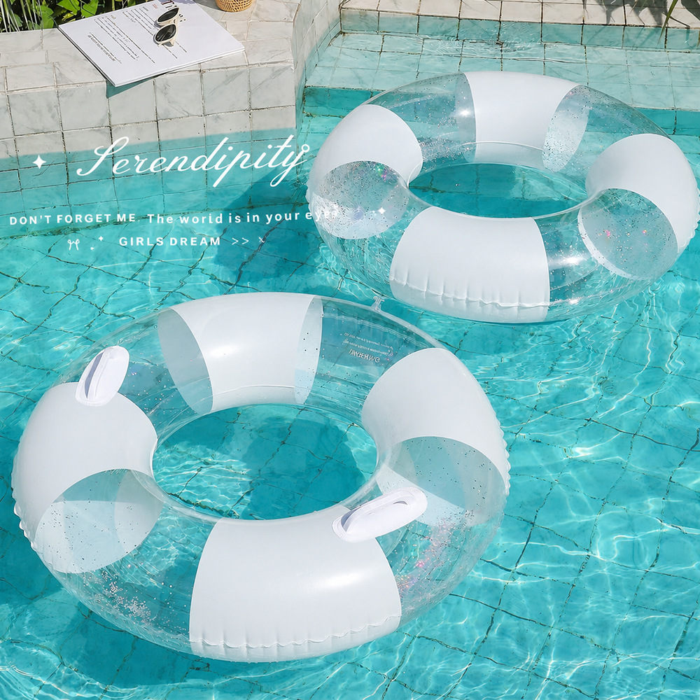 透明な水泳リング 大人用 厚みのあるインフレータブル脇下浮き - Pool Lounger Inflatable のレビューと価格